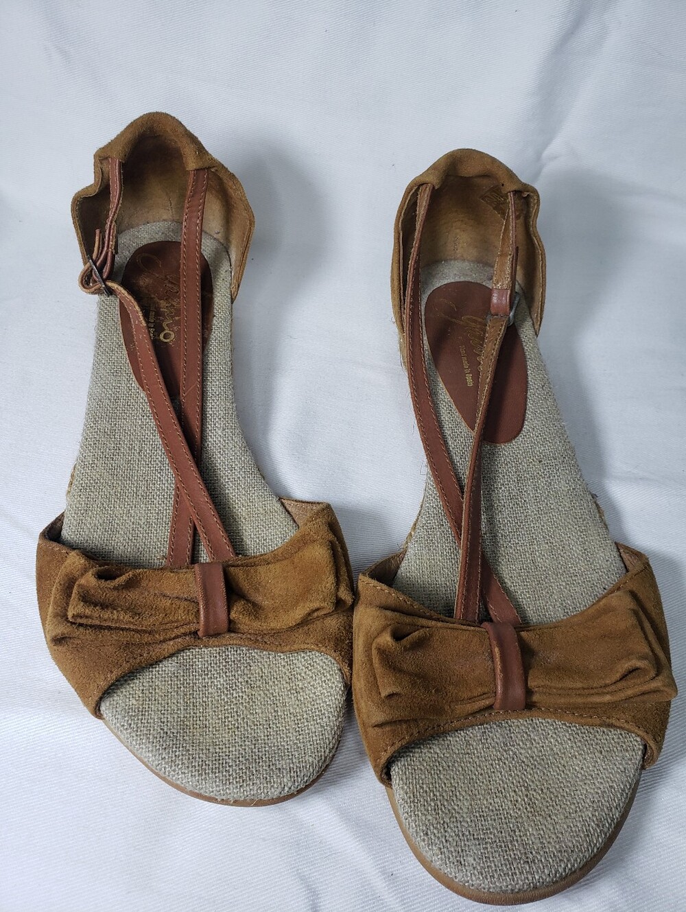 Gaimo Spain Womens Suede Espadrille Wedge Sandals Brown Leather Bow Ankle Strap